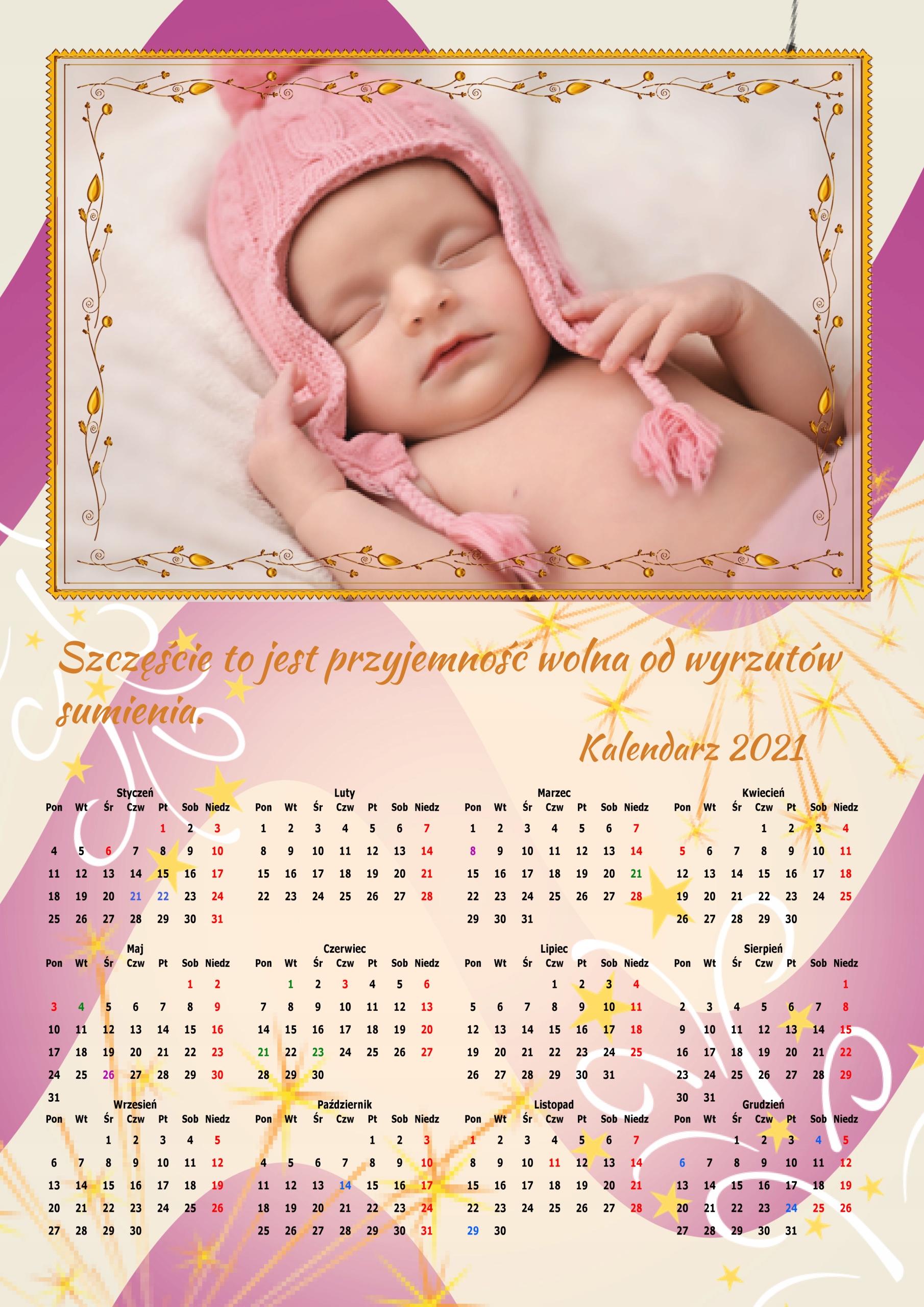 FOTO-KALENDARZ PLAKAT A3 TWOJE ZDJĘCIA KREATOR