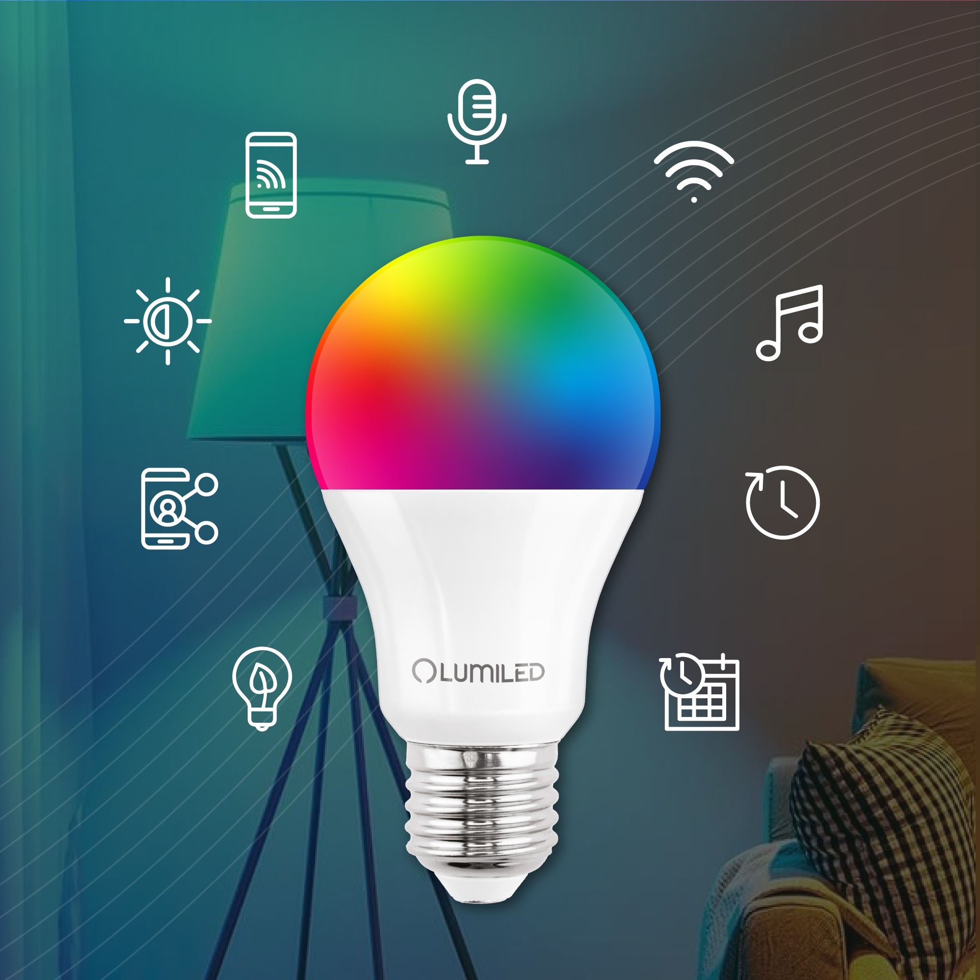 LED IZZÓ E27 9W RGB CCT + FEHÉR WIFI TUYA SMART SMART APP Gyártói kód 762544 Żarówka Smart Ściemnialna 60W