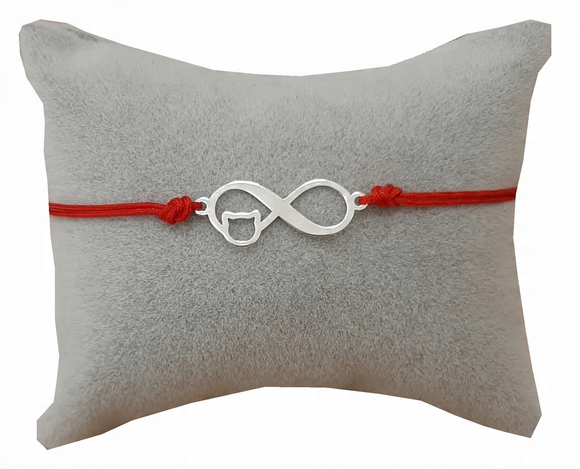 

Srebrna bransoletka sznurkowa Kotek infinity 925