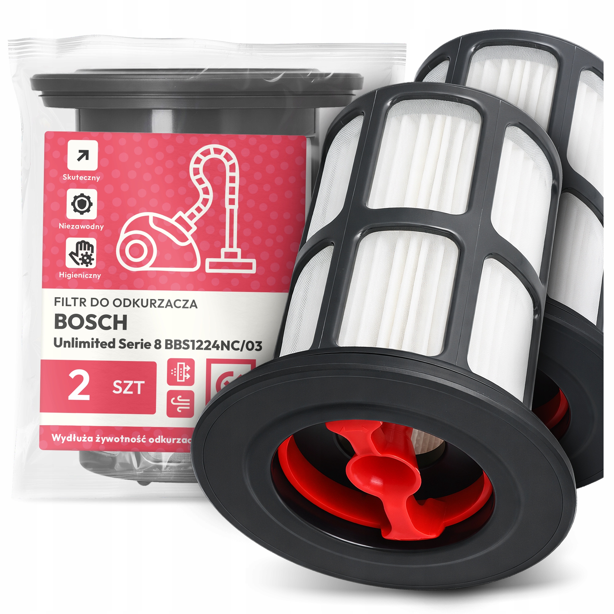 2x Filtr Do Vysavače Bosch Unlimited Serie 8 BBS1224NC/03 Hepa Filtr Em-w