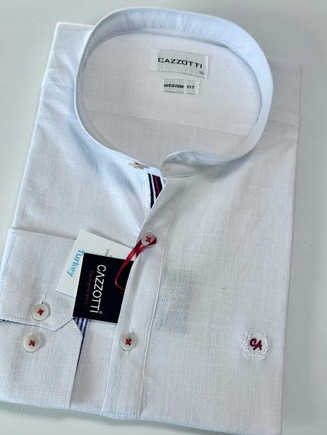 Cazzotti pánská košile bílá se stojáčkem přes hlavu, dlouhý rukáv, velikost XL