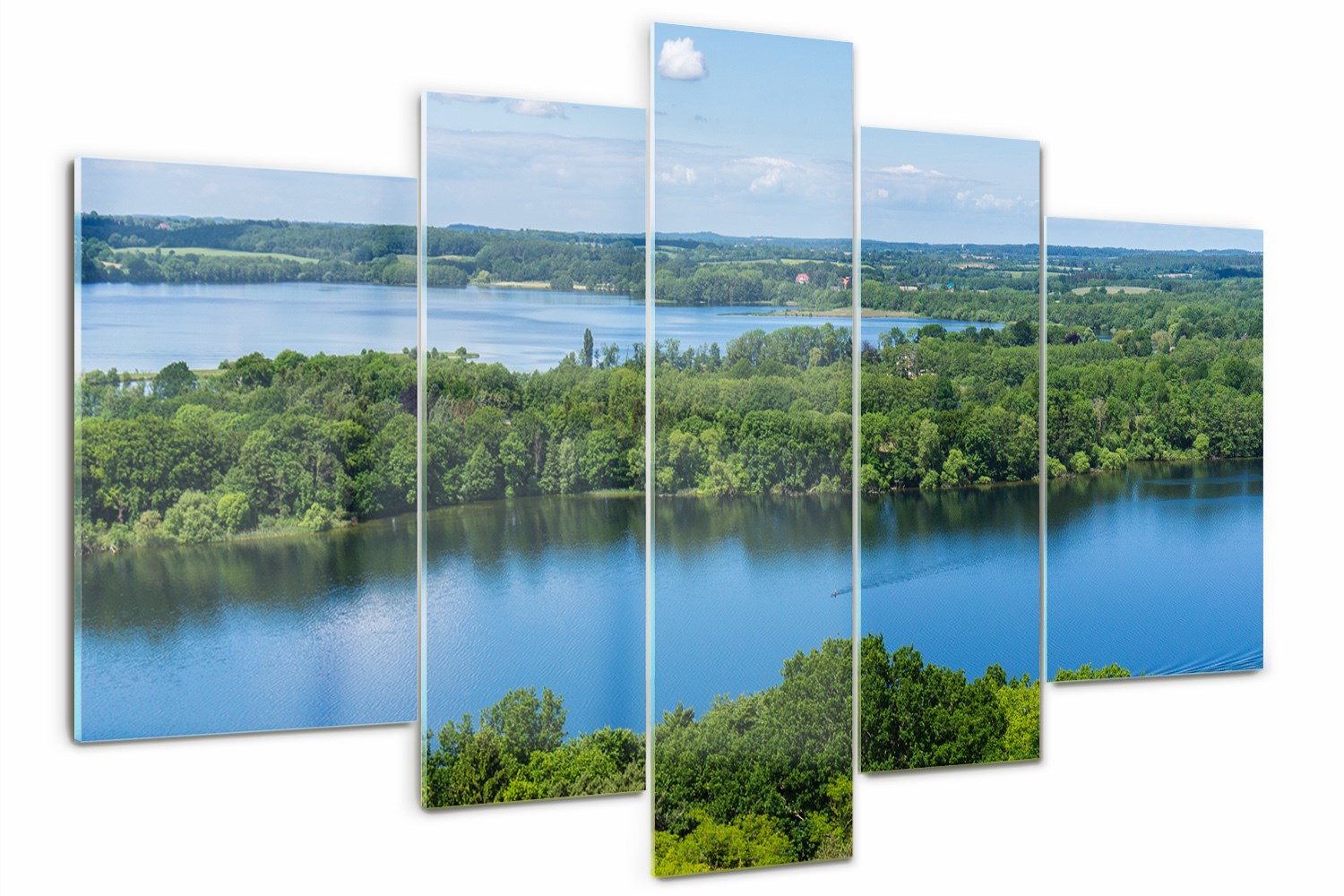 Sklenený obraz Triptych Les pri jazere 170x100 cm