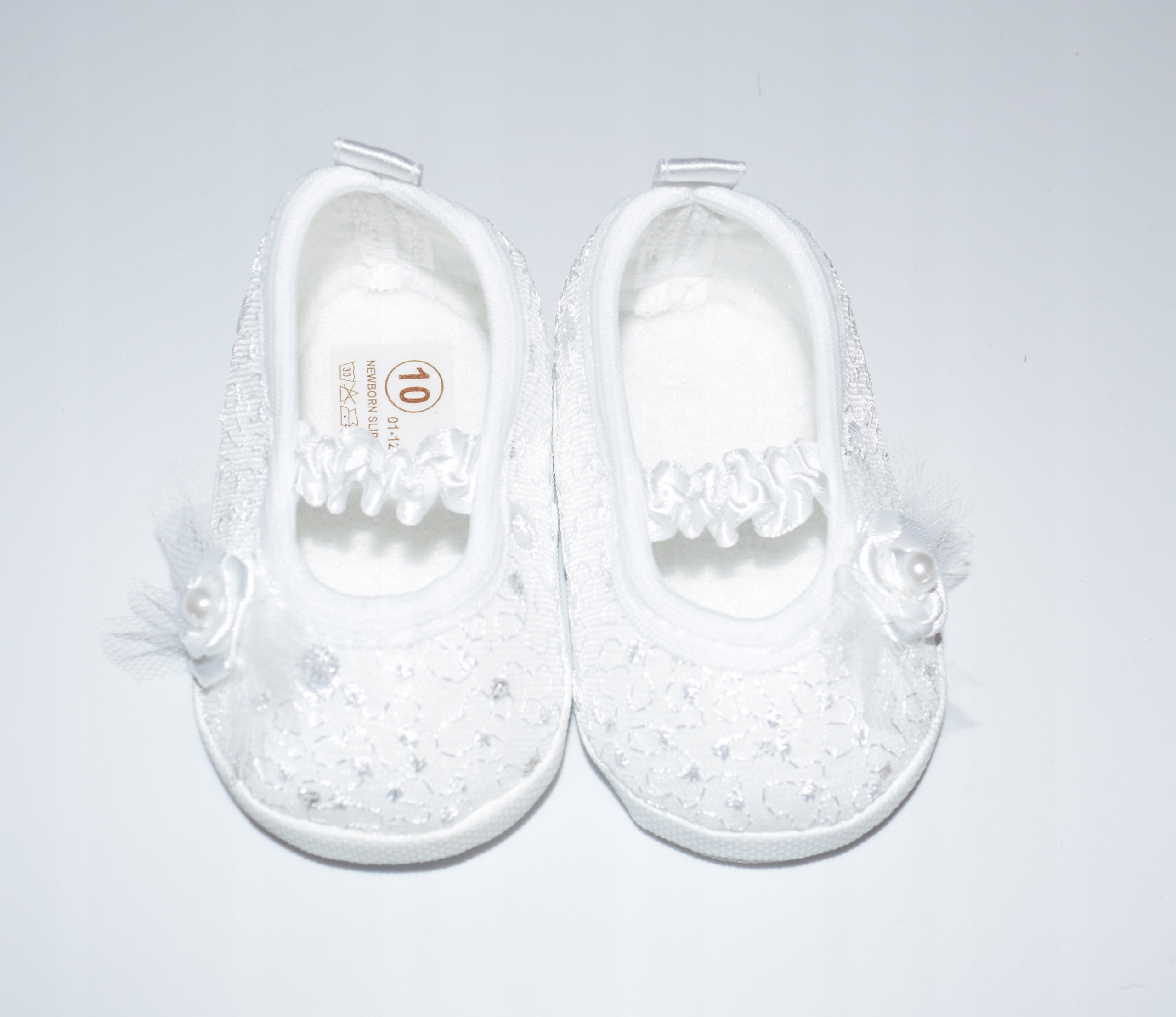 BALETKI KORONKOWE Buciki do CHRZTU BUTY 10cm Rozmiar 10 cm