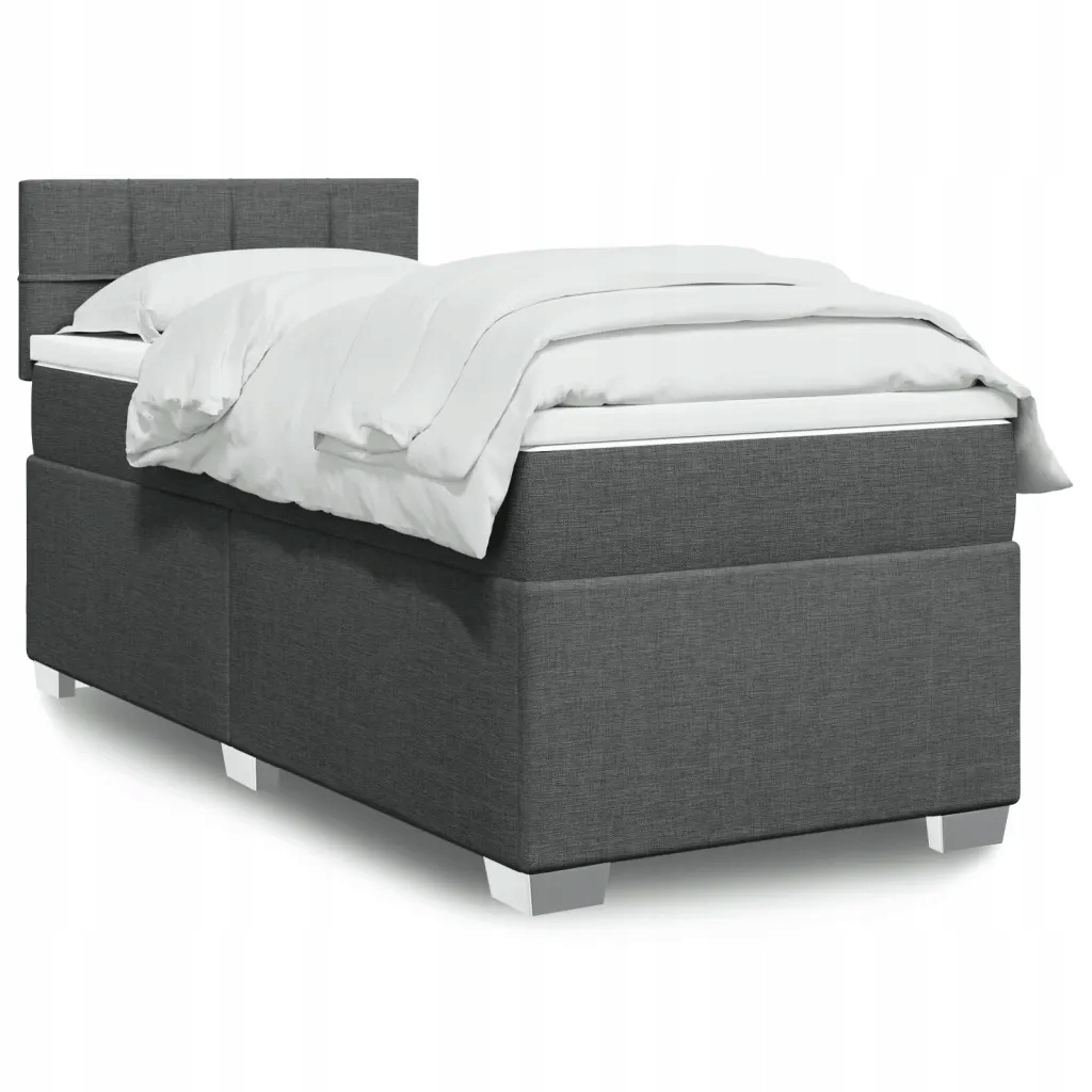 Box spring postel s matrací tmavě šedá 90x200 cm textil Šedá 3285772
