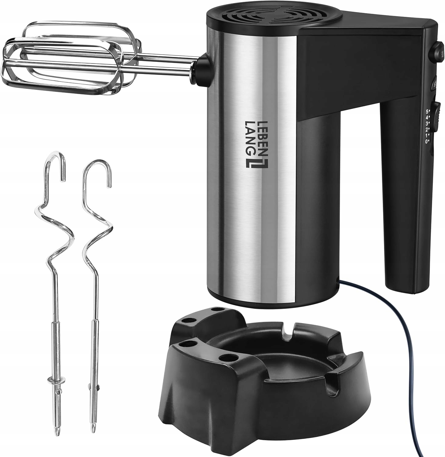 Mikser ręczny Lebenlang ze stojakiem 400W z hakami 5 prędkości Turbo
