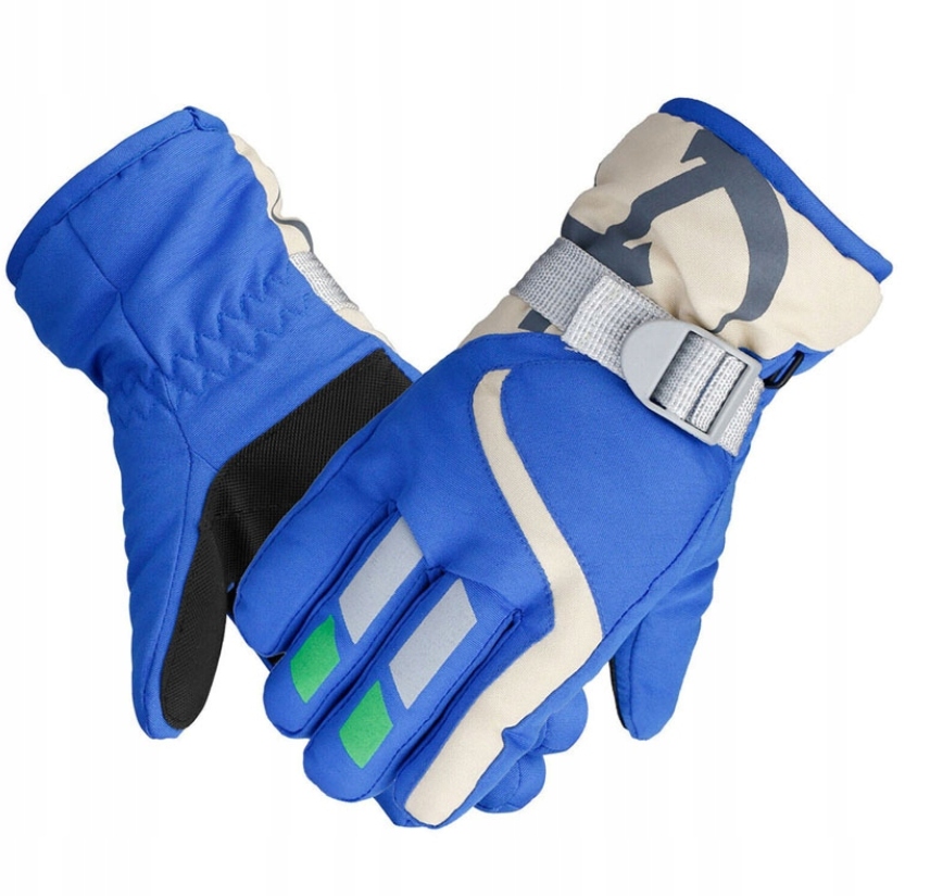 RĘKAWICZKI DZIECIĘCE NARCIARSKIE ZIMOWE NA ŚNIEG 4-7 LAT Kolor niebieski