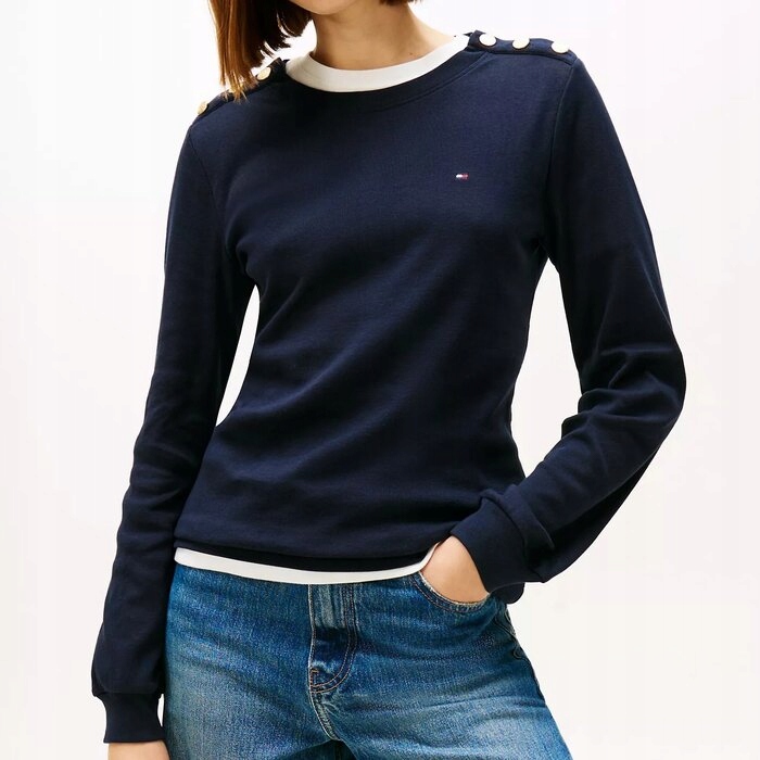 Tričko Tommy Hilfiger bavlněné, tmavě modré s dlouhým rukávem, S (nová)