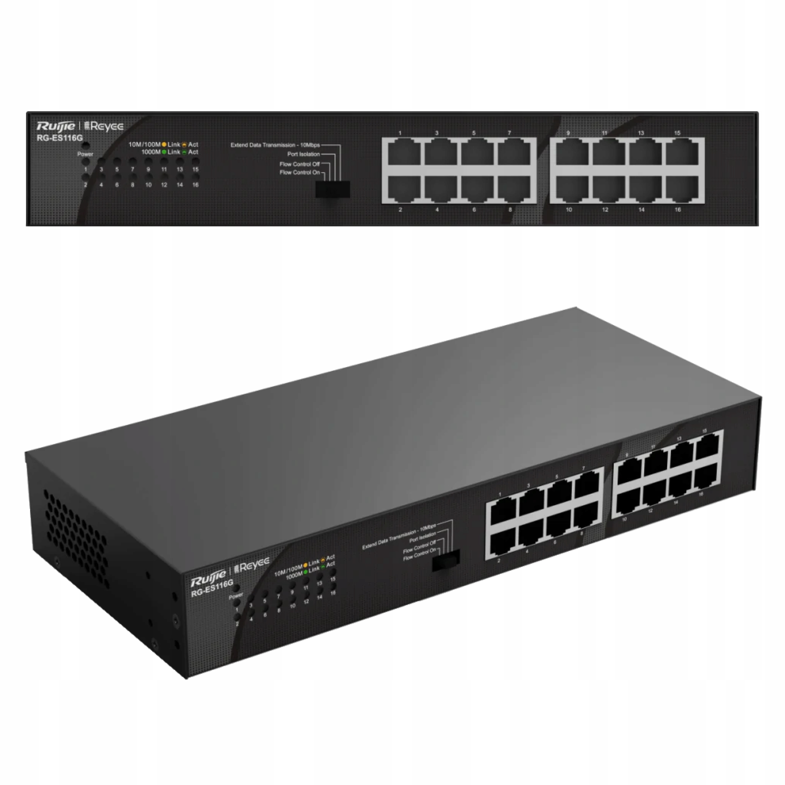 Switch Reyee RG-ES116G, 16PORT, Rack/desktop, Gigabit Ethernet