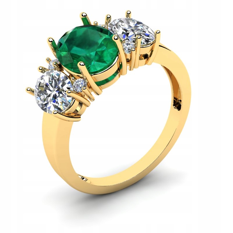 

Pierścionek Złoty Królewski Z Zieloną Cyrkonią