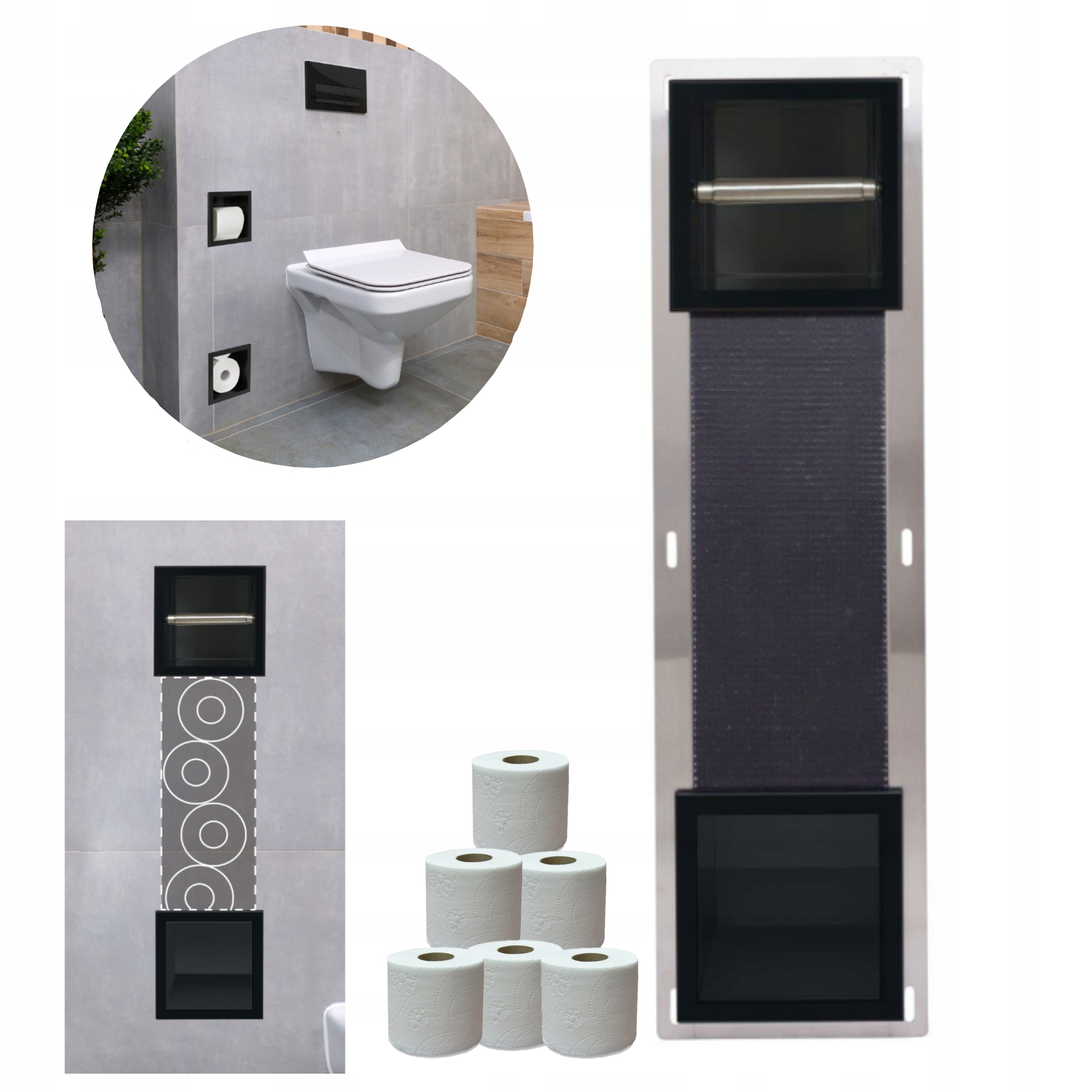 

Uchwyt Na Papier Toaletowy Z Półką Czarny Stojak