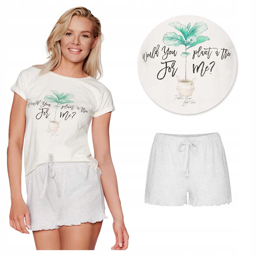 Esotiq Dámské pyžamo s krátkým rukávem 38641 Ecru S