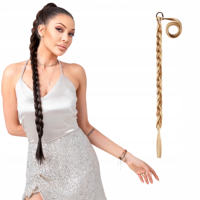 Připínací cop na gumičce, umělé vlasy 85 cm #14/88 blond pramínky