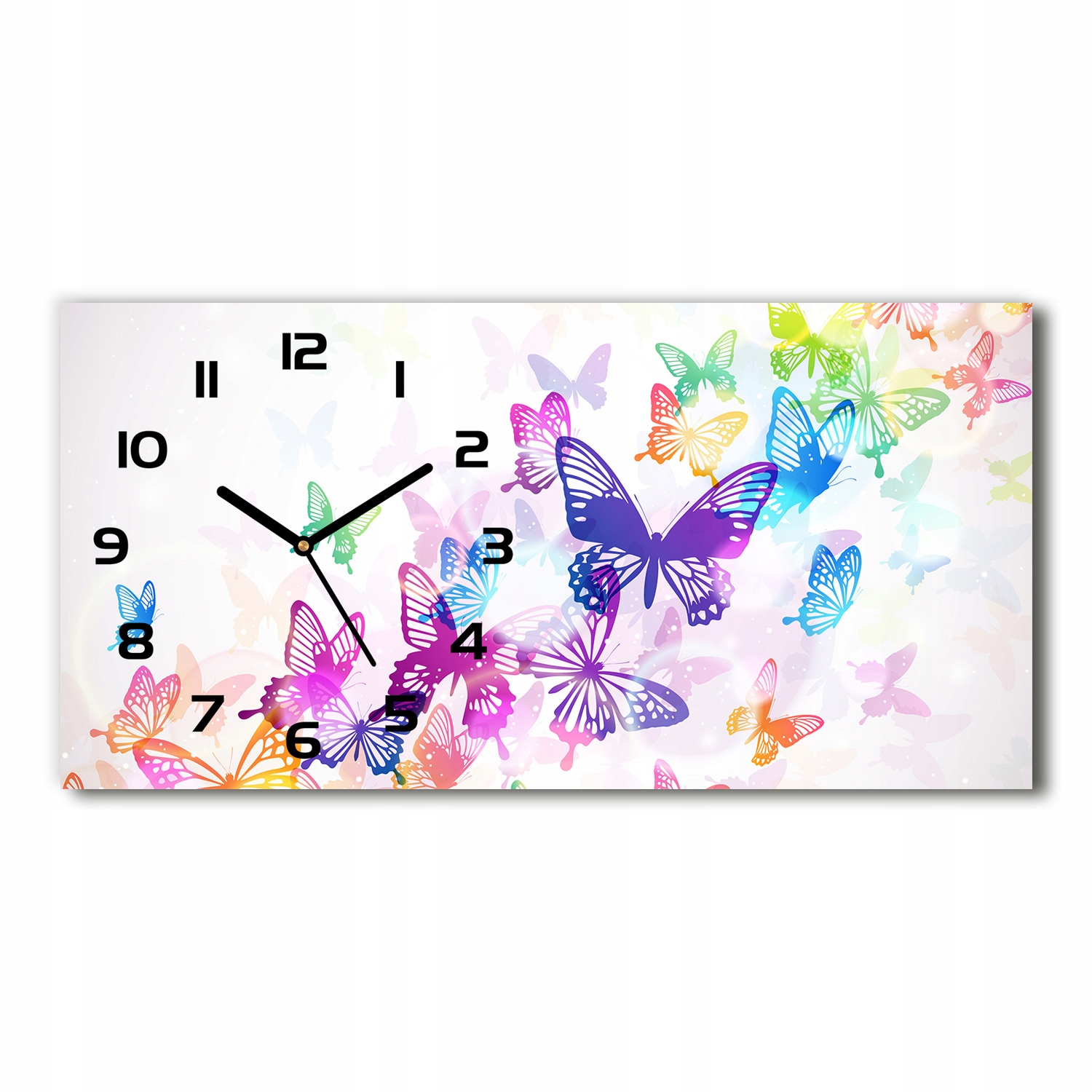 

Zegar szklany na ścianę Kolorowe motyle 60x30 cm