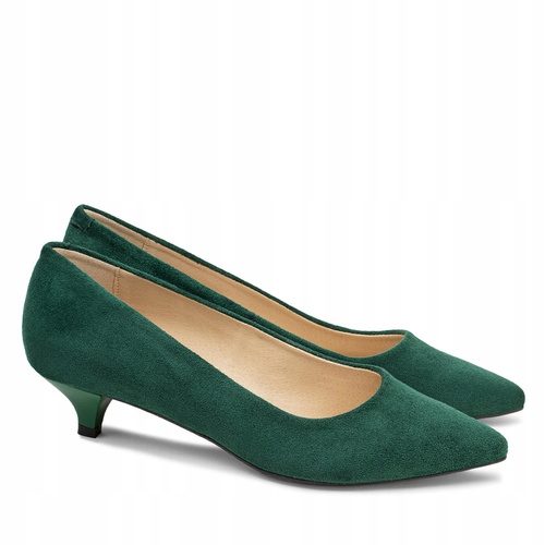 Brilu Polskie Zamszowe Szpilki Na Niskim Obcasie Sheryl Zielone 39