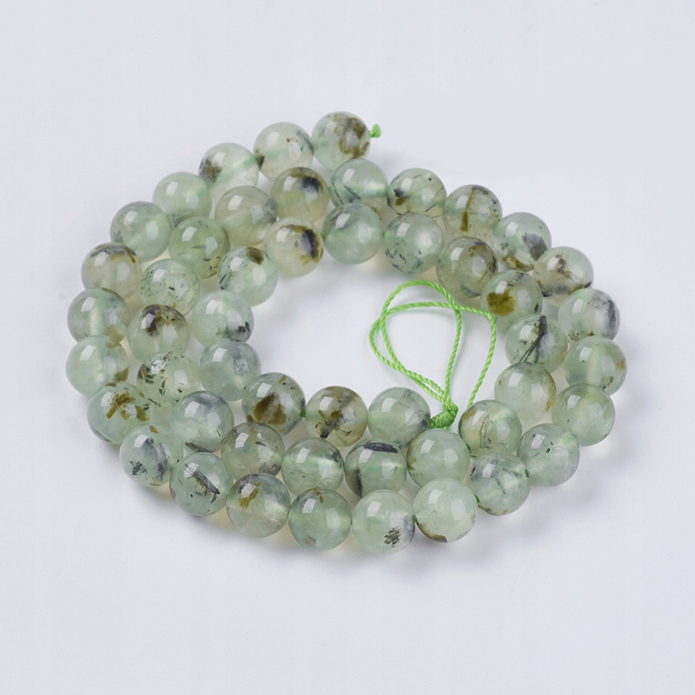 Prehnit přírodní, barvené, kulaté, světle zelené, 8mm, šňůrka(48ks)
