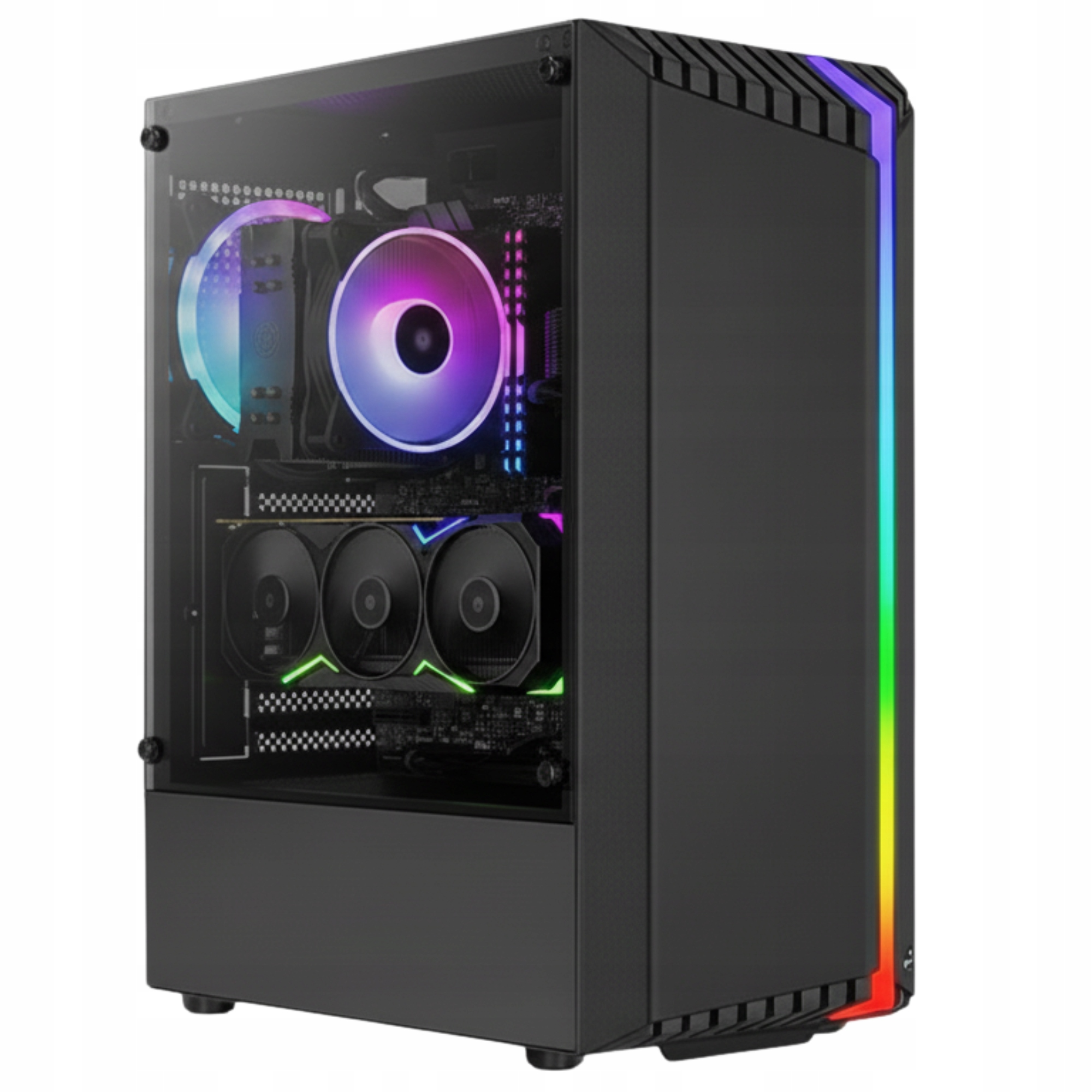 Černá Herní Počítačová Skříň Midi Tower okno Rgb Atx Usb 3.0