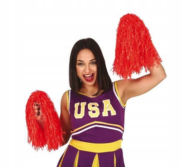 

Pompony Cheerleaderki Czerwone Zestaw 2 Sztuki