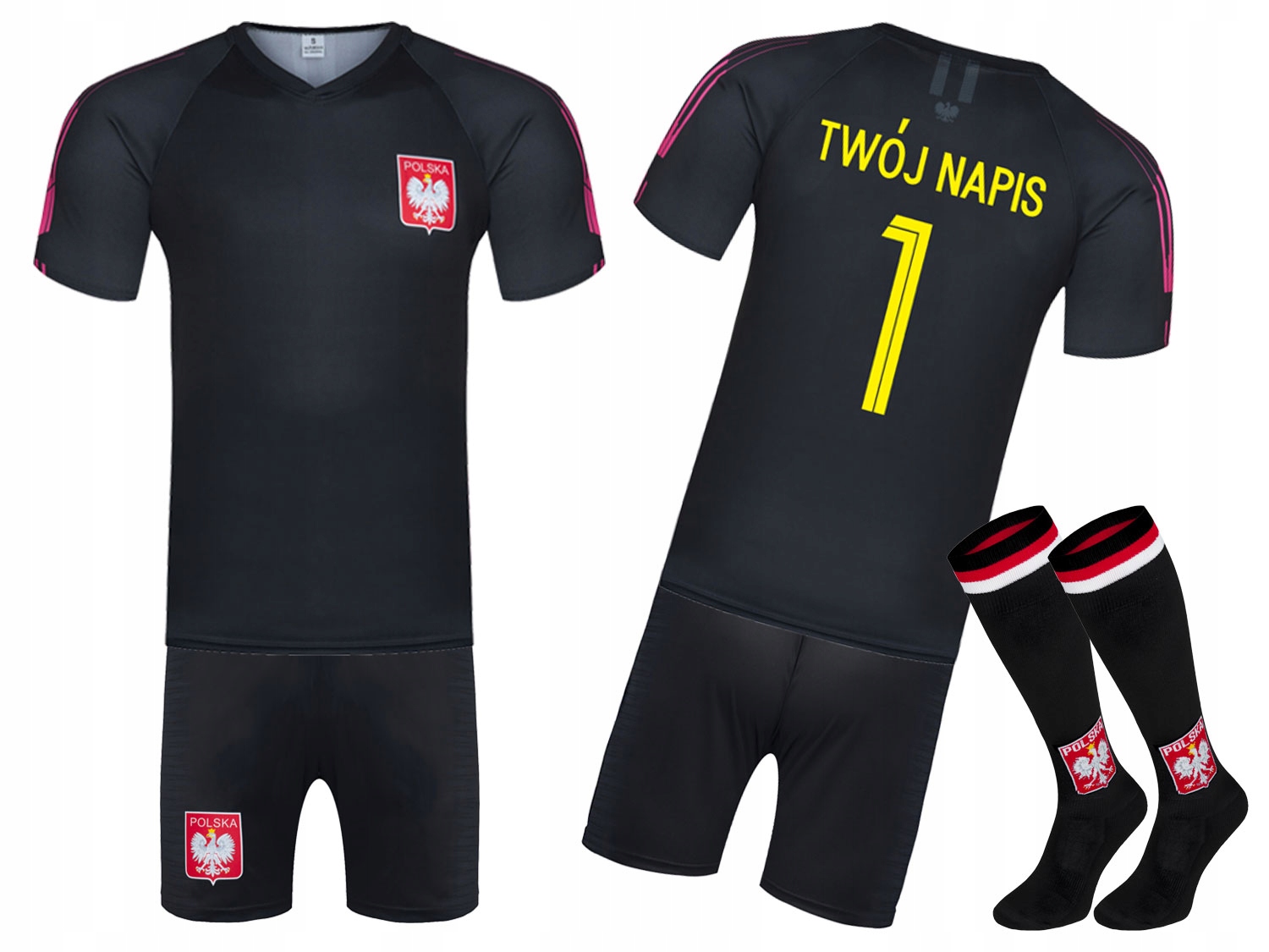 Strój piłkarski POLSKA + getry WŁASNY NADRUK - 104