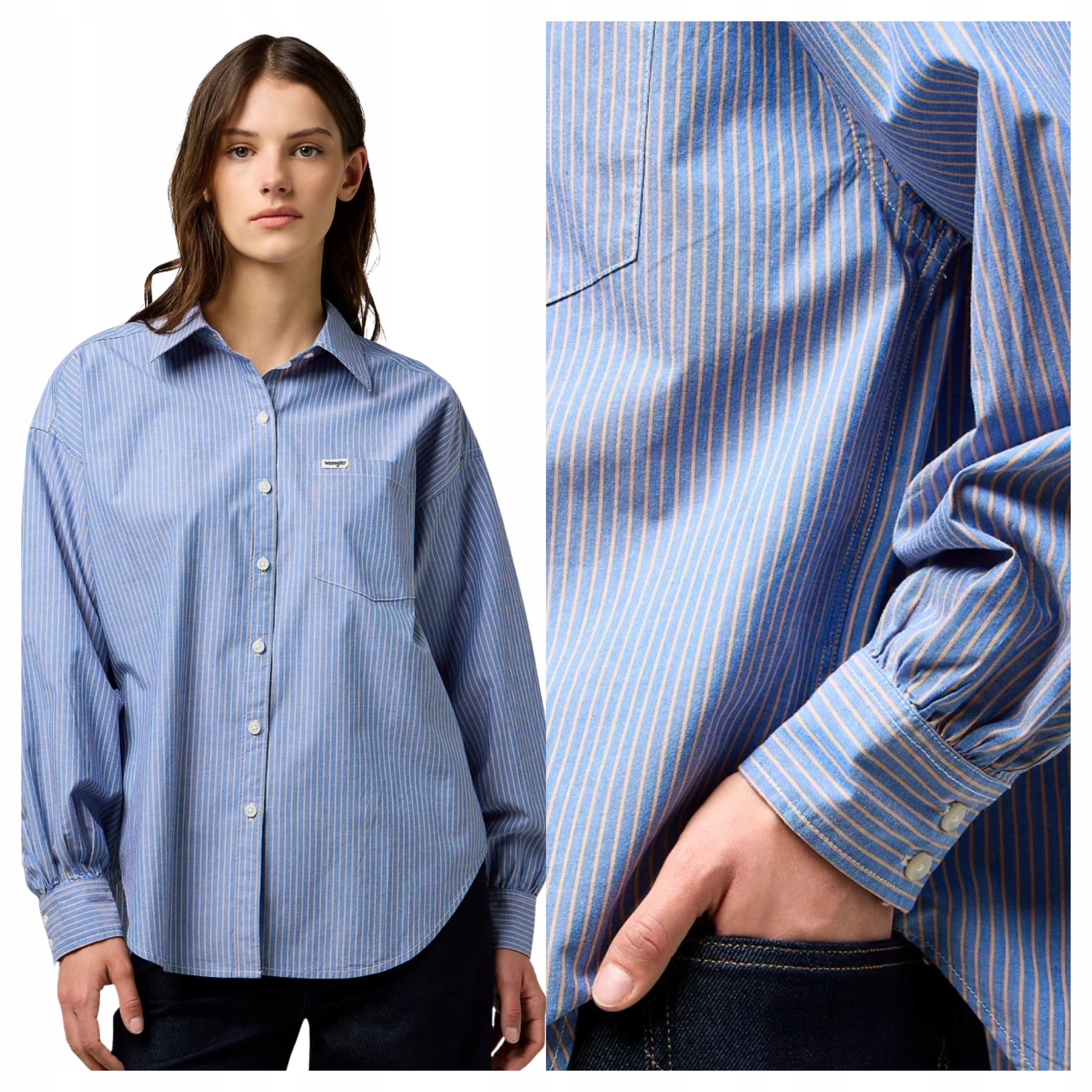 Dámská košile Wrangler Cool Girl Blouse Modrá Pruhy Bavlna L