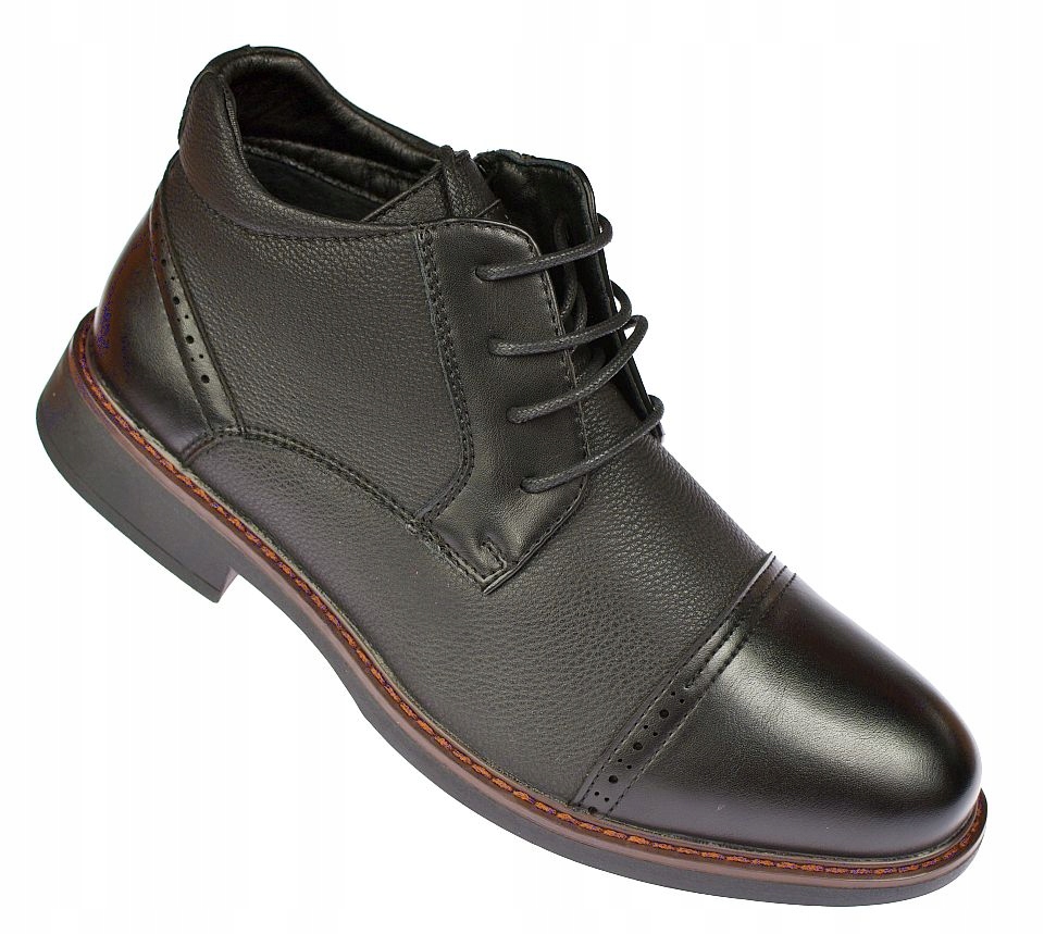 Pánské černé zateplené Chelsea boty na zip B-4-0751 zimní kotníkové boty vel 41