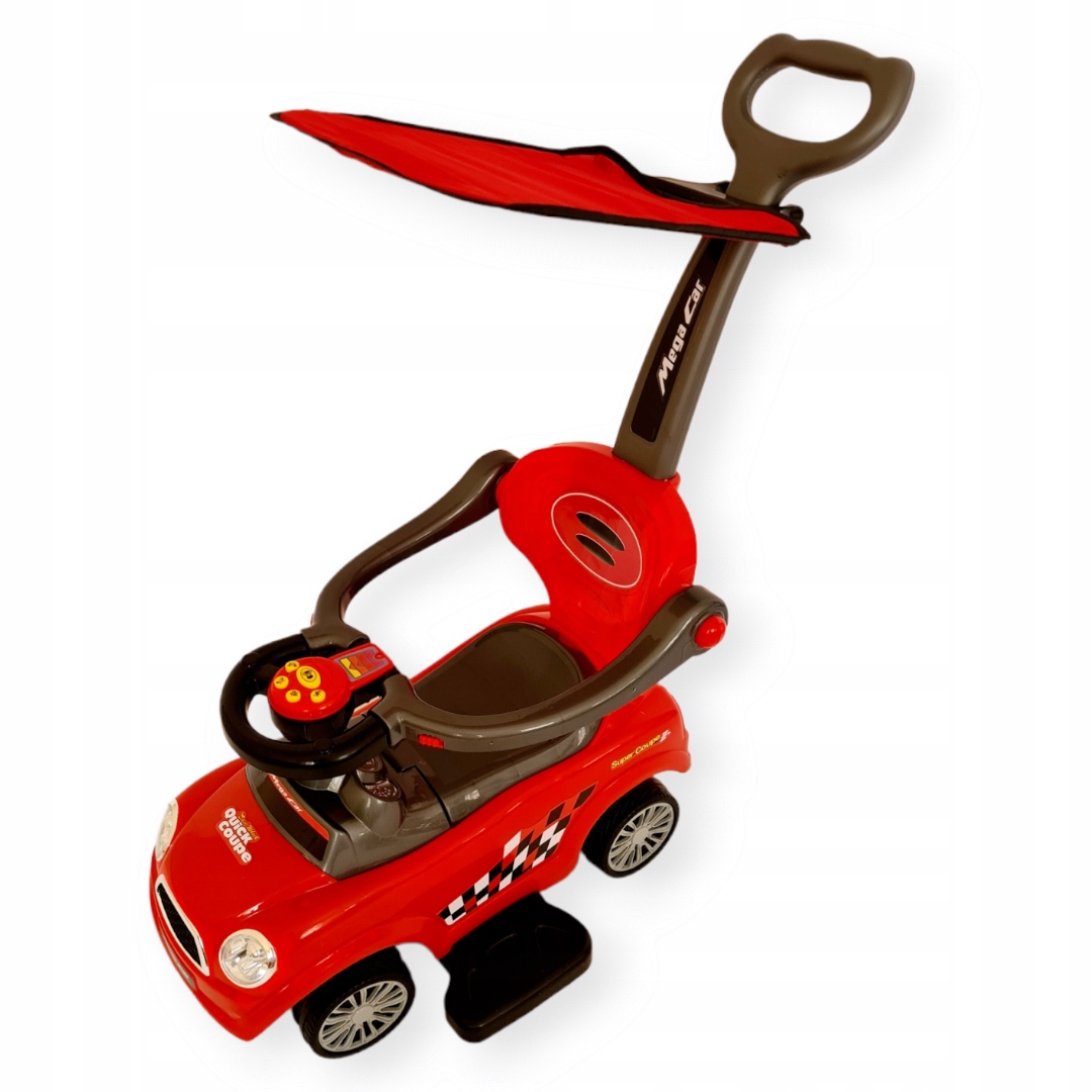 Pojazd jeździk dziecięcy autko 3w1 daszek czerwony zabawka na 2 lata