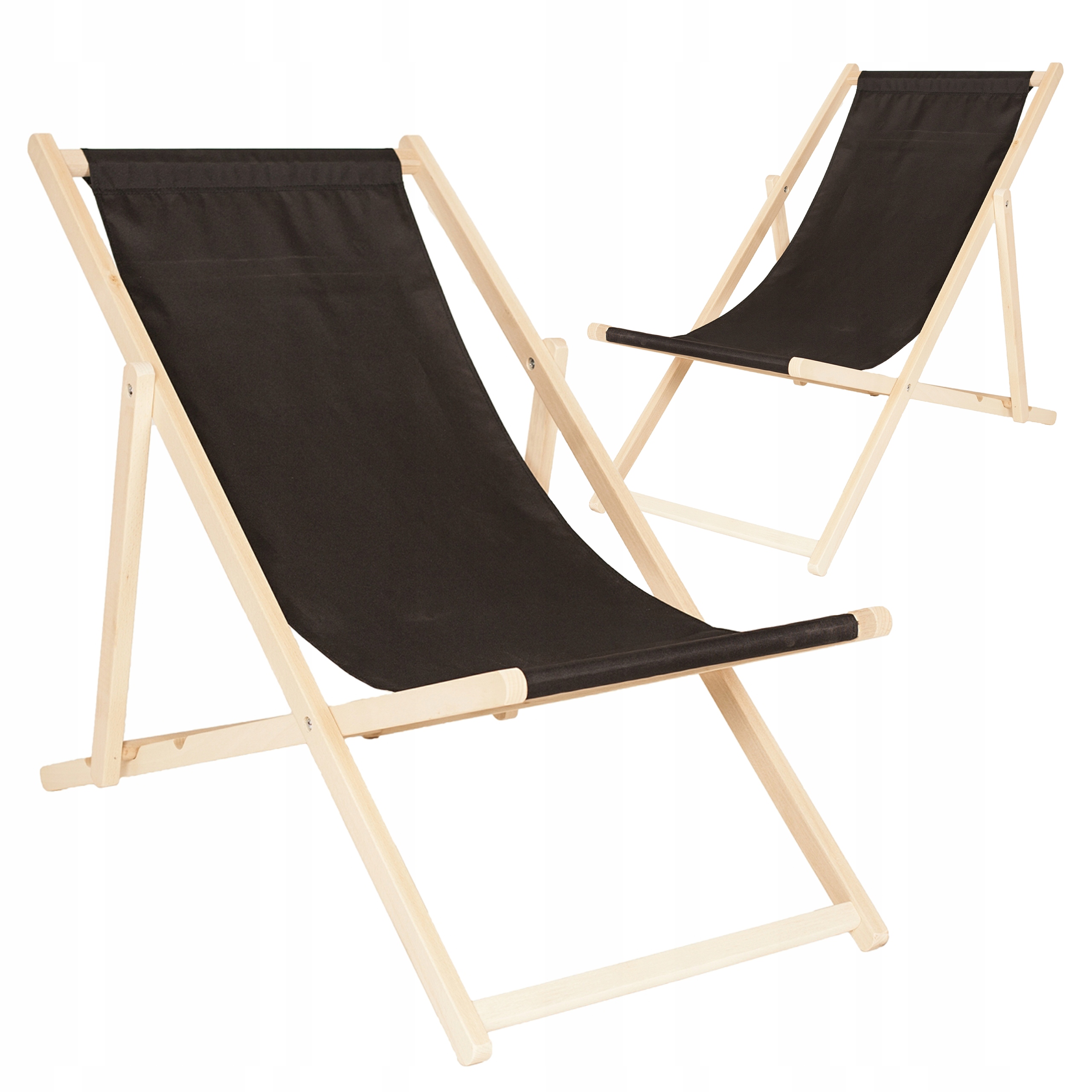 Zestaw Leżak Drewniany Plażowy Czarny Bukowe Leżaki Od Producenta 2 Szt.