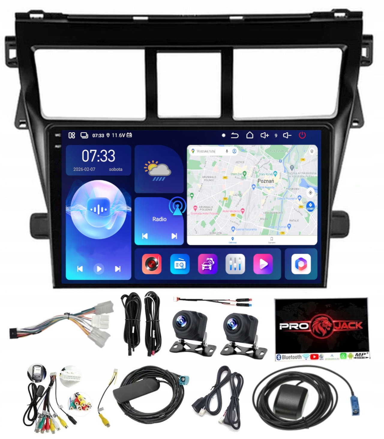 Rádio Navigace Carplay Gps Android Toyota Yaris 2005-2012 6GB 128GB Sim