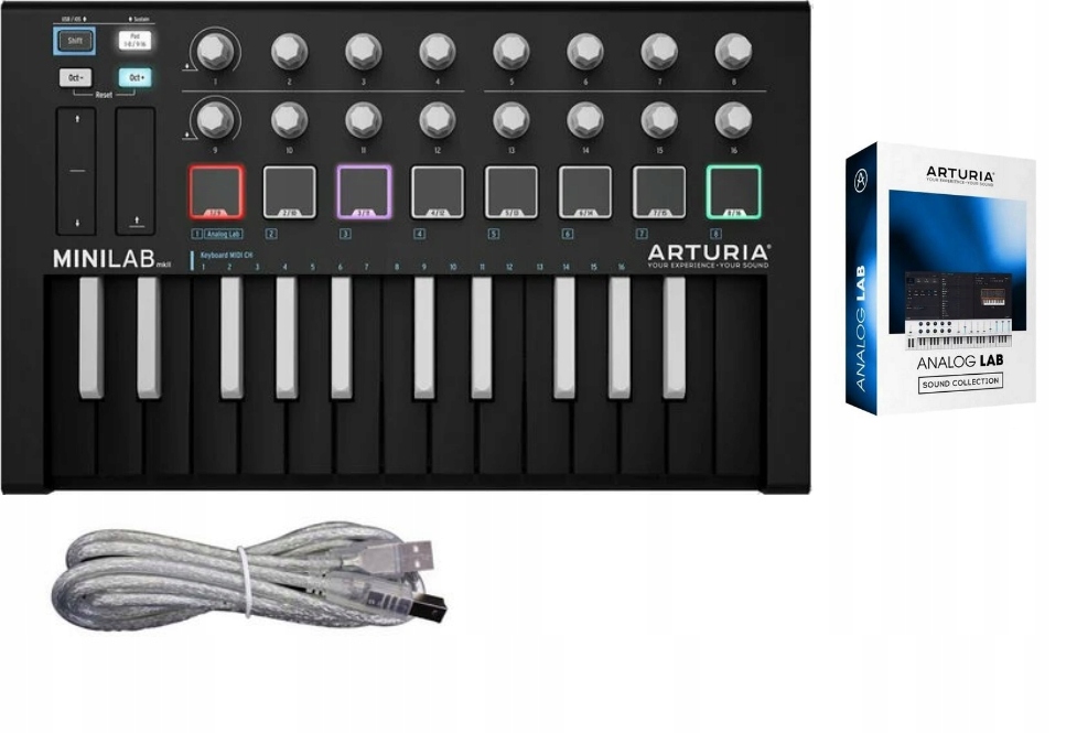 ARTURIA MINILAB MKII INVERTED CZARNA KLAWIATURA STERUJĄCA USB + ANALOG LAB