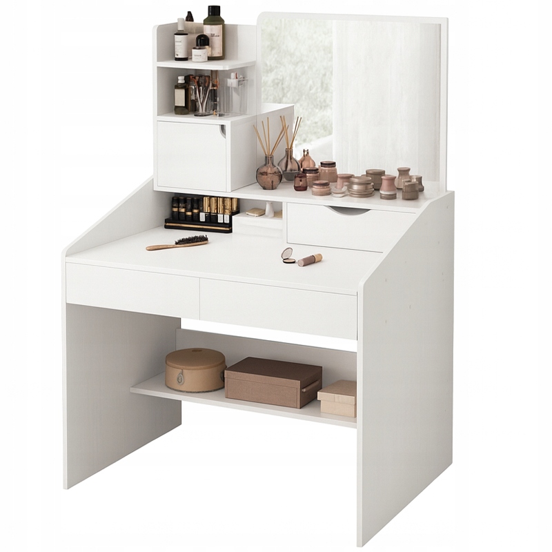 Kozmetická Toaletka S Zrkadlom Na Líčenie Biela, Veľká, Škandinávsky Štýl