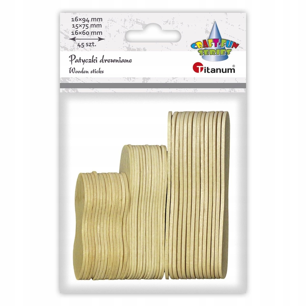 

Patyczki kreatywne drewniane 45 szt 3 rozmiary Tit