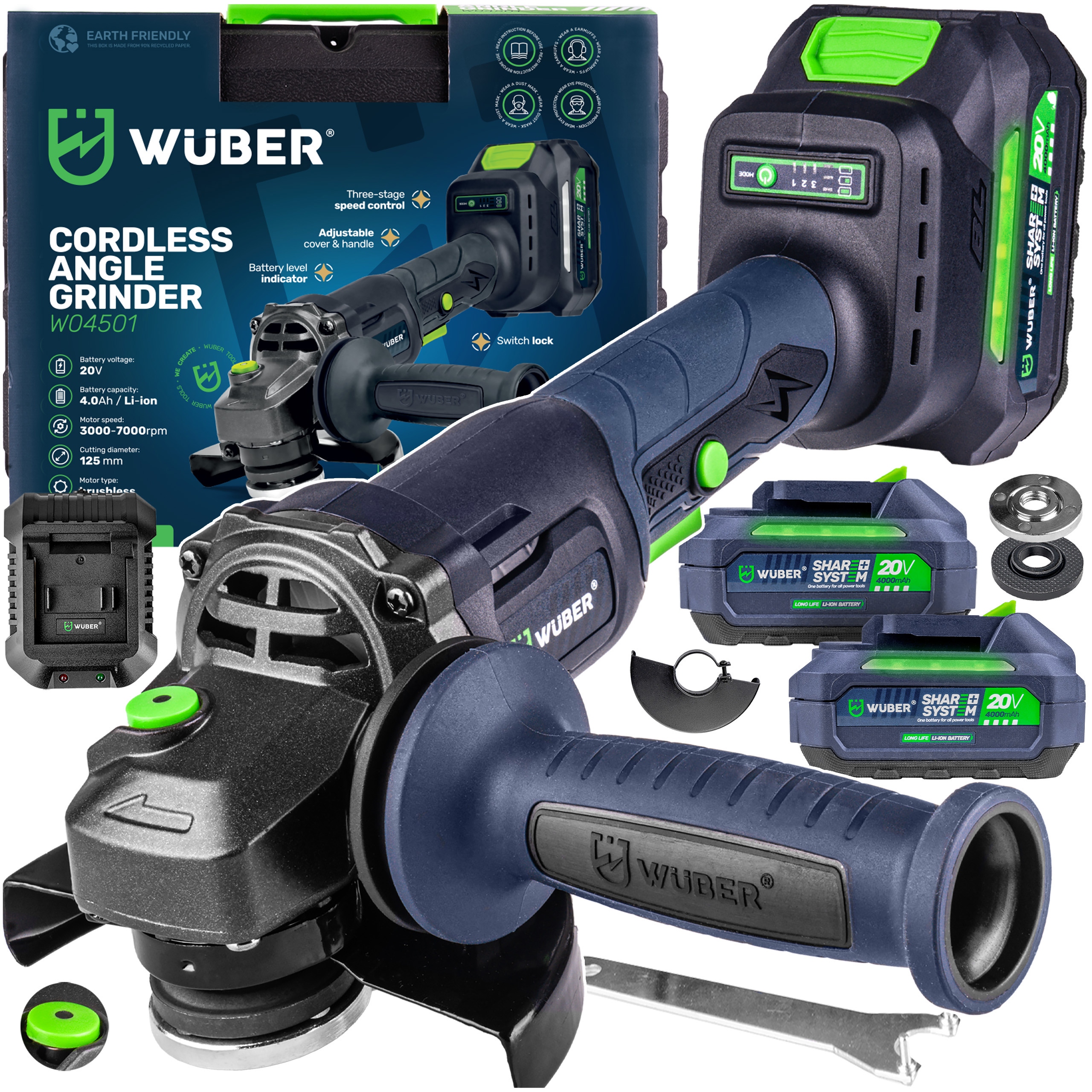 Kątówka Szlifierka Kątowa Akumulatorowa Diax 2 Aku 4.0AH Ładowarka Zestaw