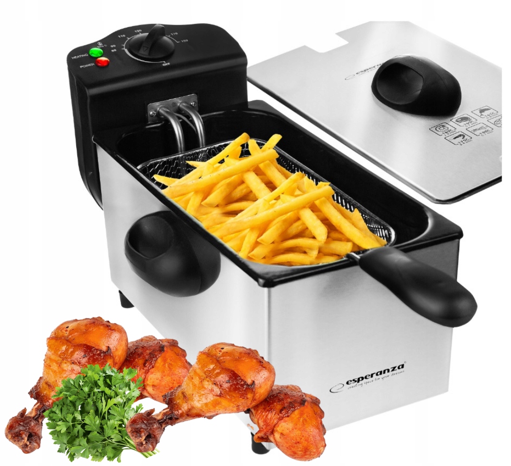 Frytkownica XXL Mocna Duża Olejowa 3L tradycyjna do Frytek Mięsa Ryb