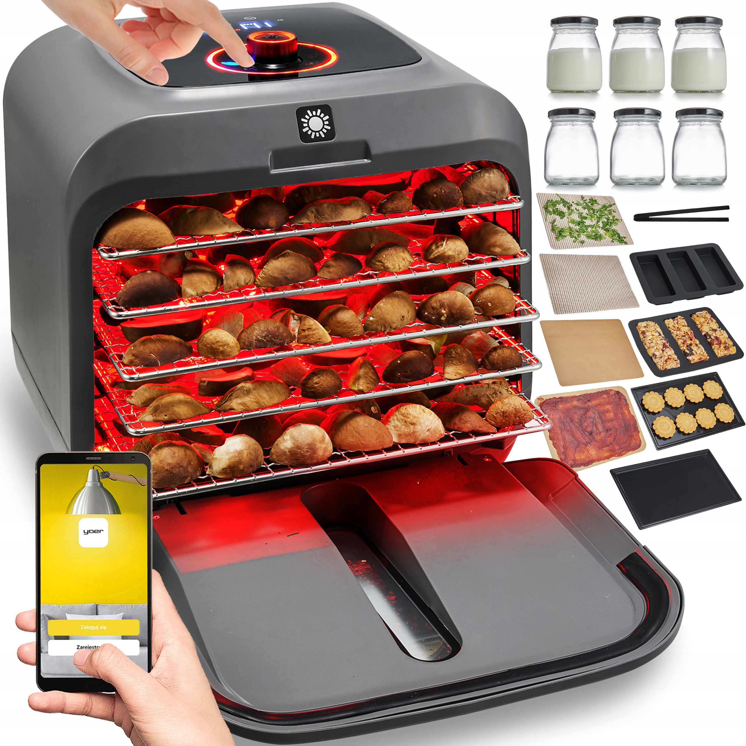 Suszarka do Grzybów na podczerwień 11w1 Duża Yoer 500W 5 sit Automatyczna