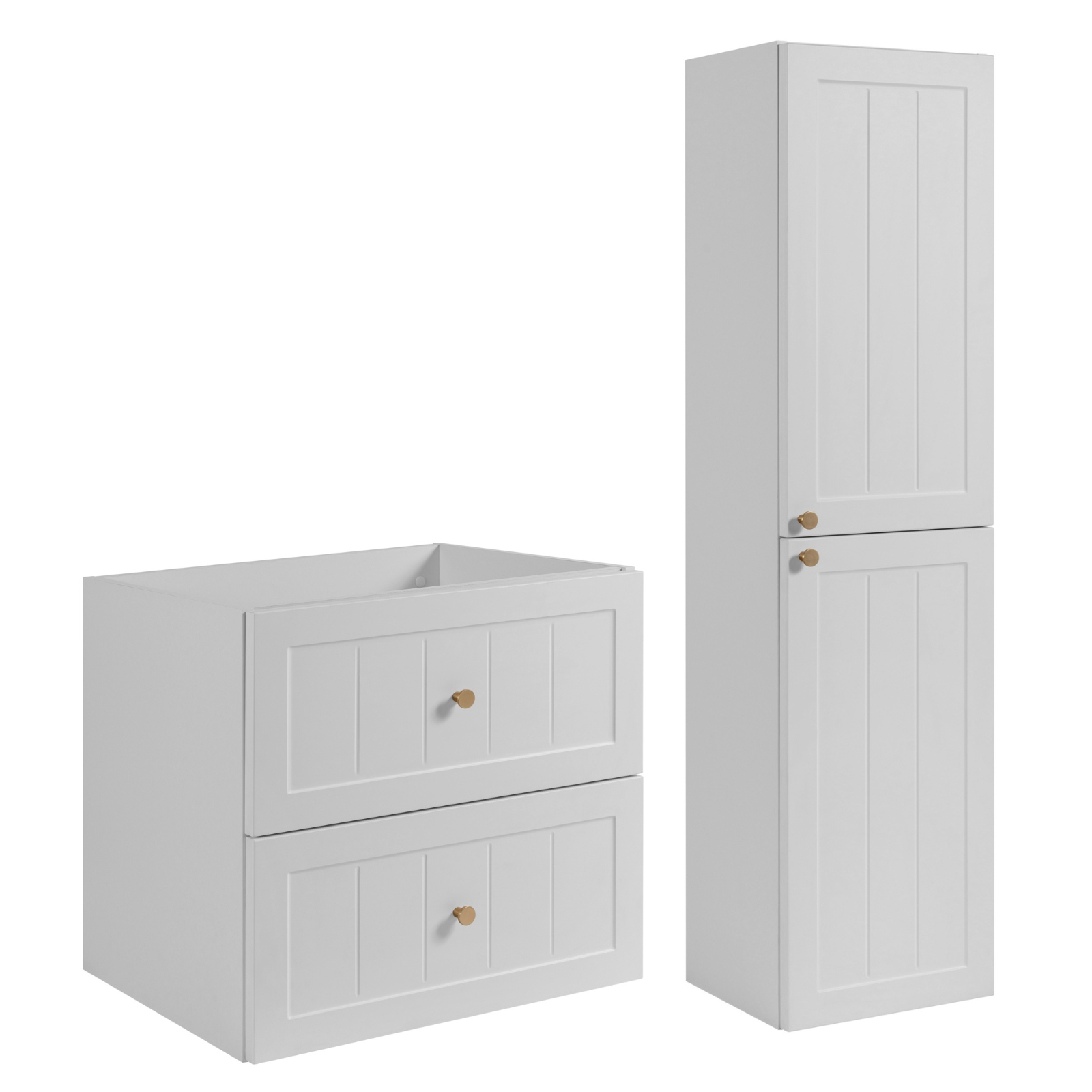 Sada koupelnových skříněk Skříňka 60 Sloupek 136 Bílý Závěsný knoflík Kov