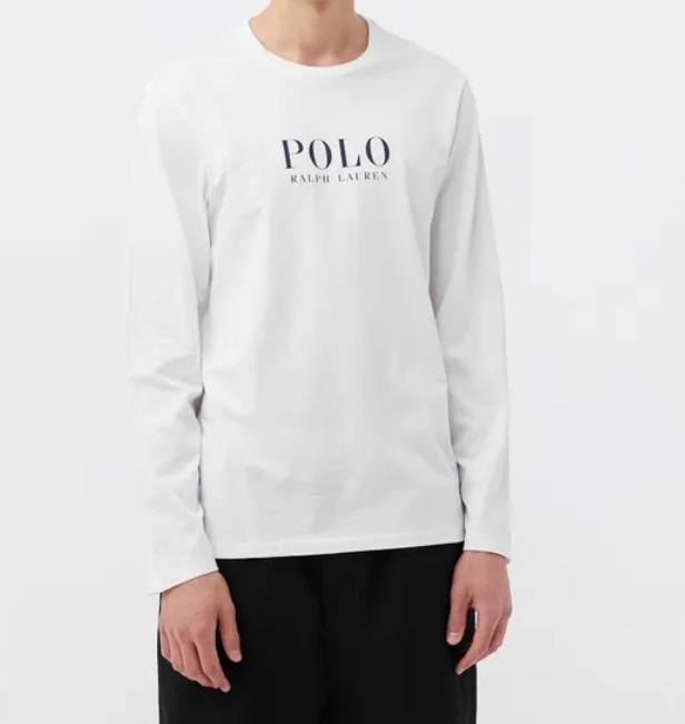 Tričko s dlouhým rukávem Polo Ralph Lauren Dlouhý rukáv Pyžamo Bílá Logo Nápis L