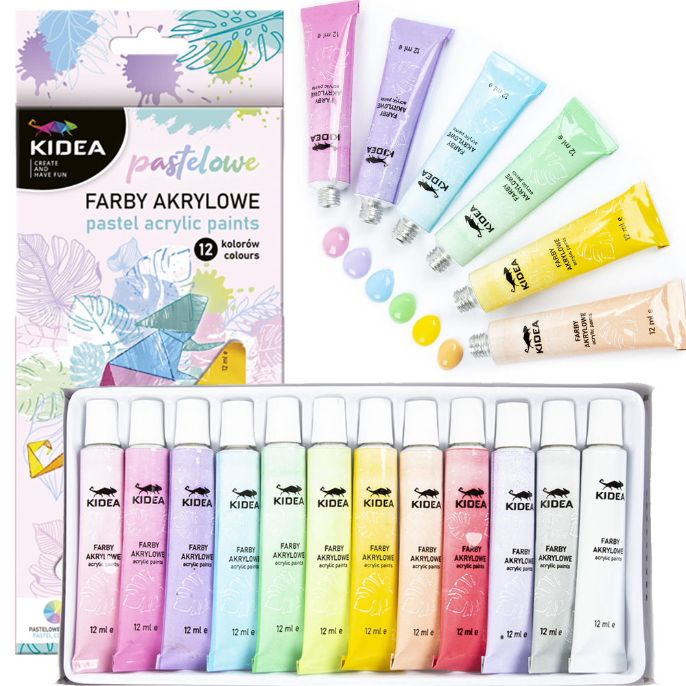 

Farby akrylowe pastelowe 12 tubek x 12 ml Kidea