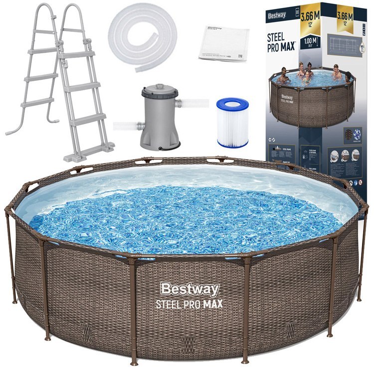 Bestway Roštový bazén 366x100 cm 9v1 ratan 56709