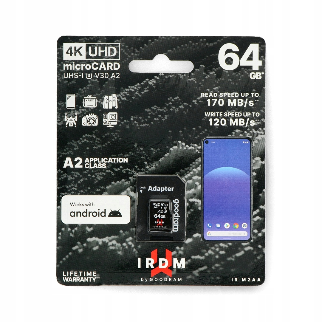 

Karta pamięci Goodram IR-M2AA microSD 64GB 170MB/s