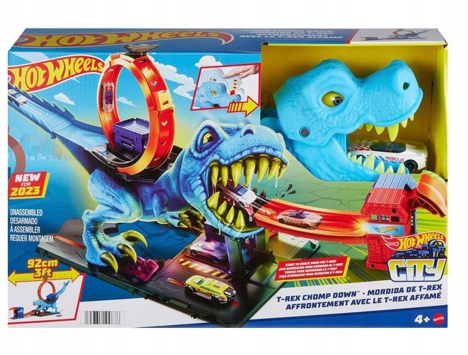 HOT WHEELS ZESTAW TORÓW PĘTLA T-REXA + autko Stan opakowania oryginalne