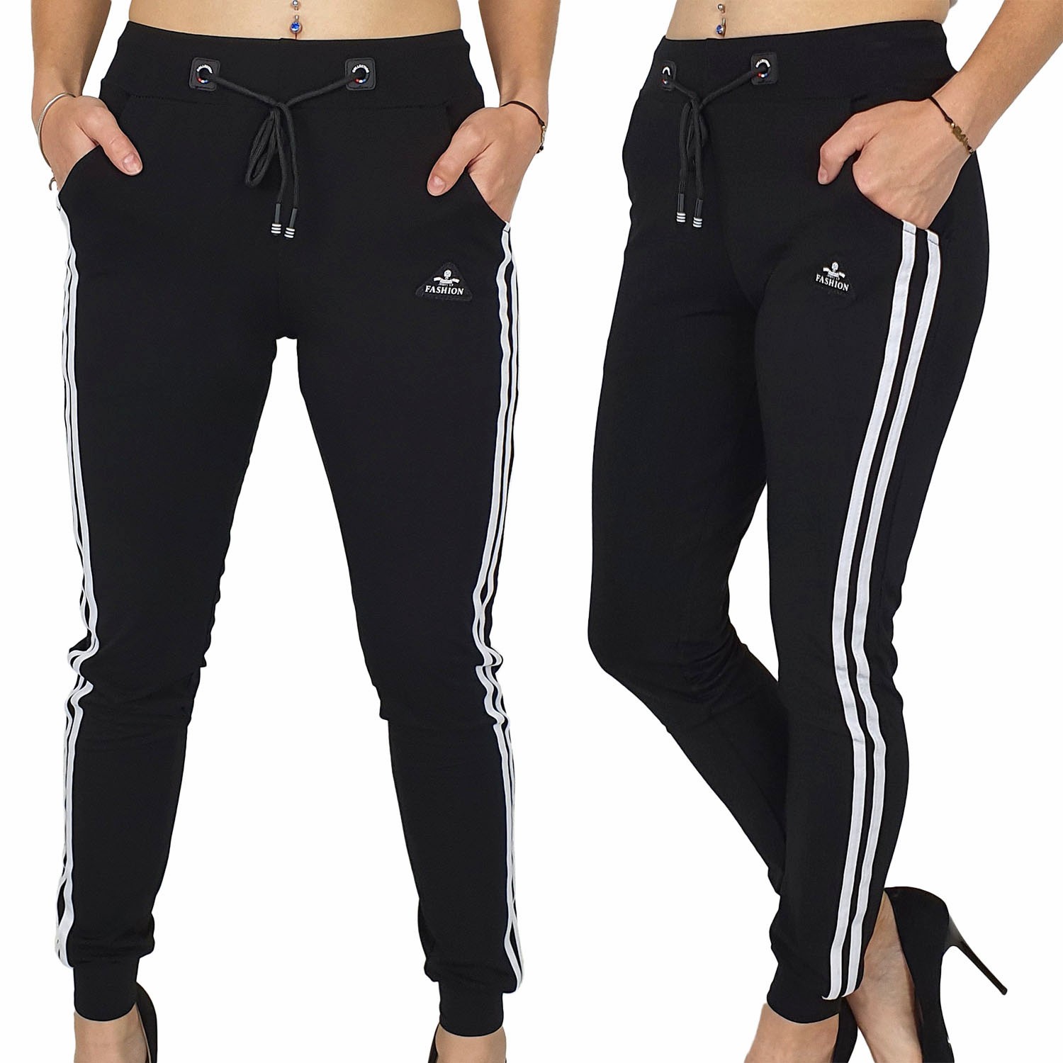 

Damskie Spodnie Dresowe Dopasowane Lamasy Black 3