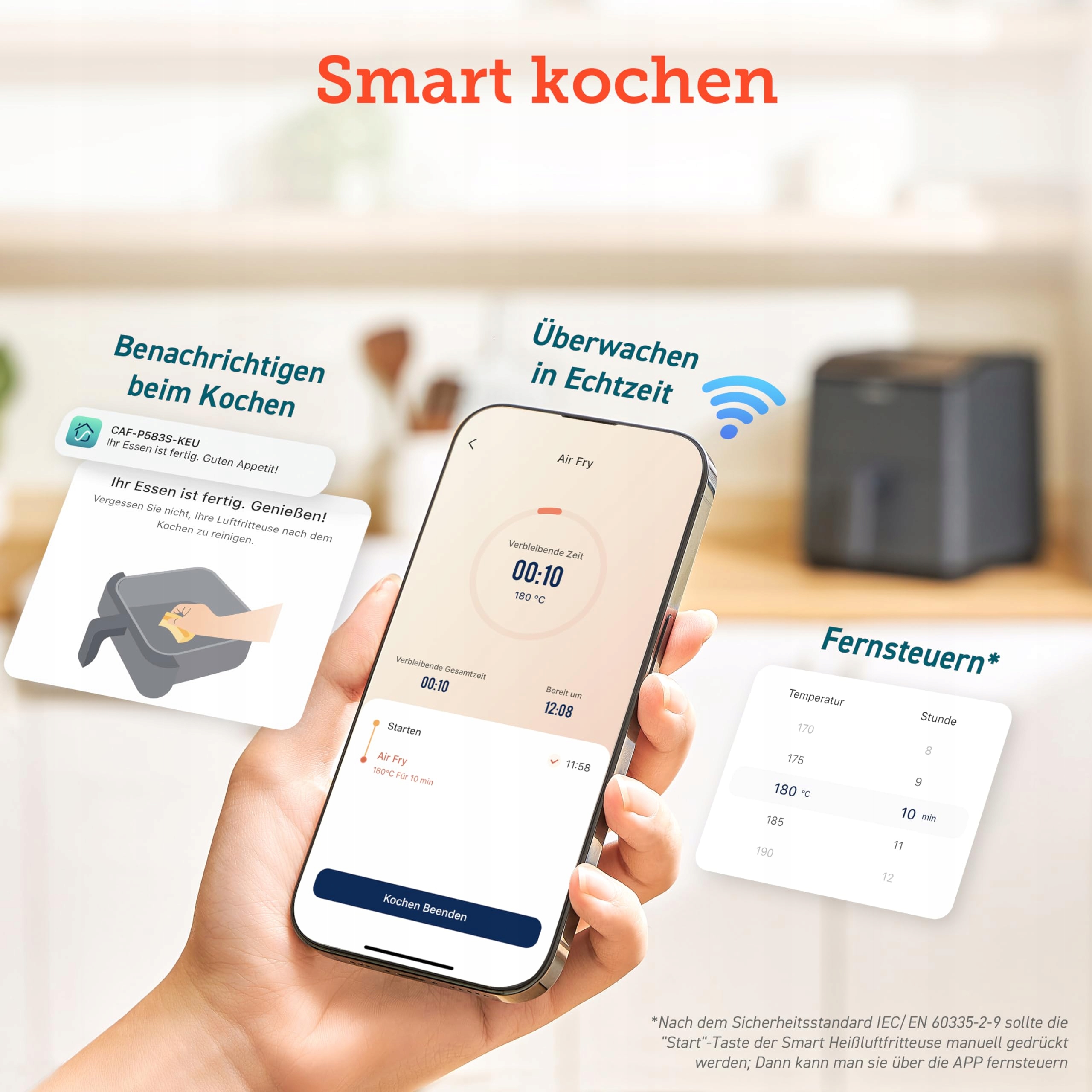 COSORI Frytkownica Beztłuszczowa XXL 6,4L Wifi 12 Funkcji Ekran Dotykowy — miniatura 7