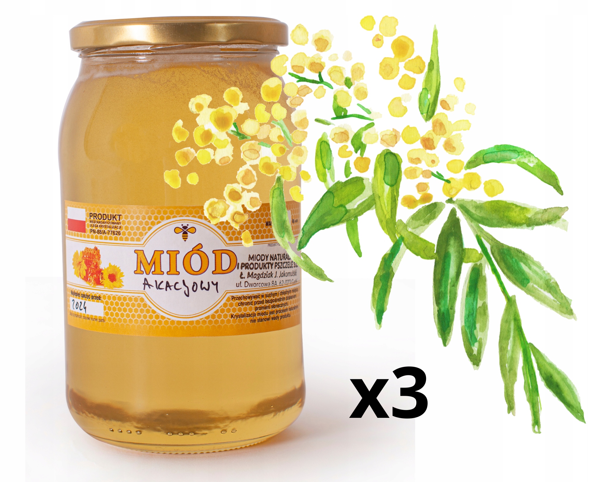 Levně Akátový Med 3 x 1 Kg – přirozeně tekutý