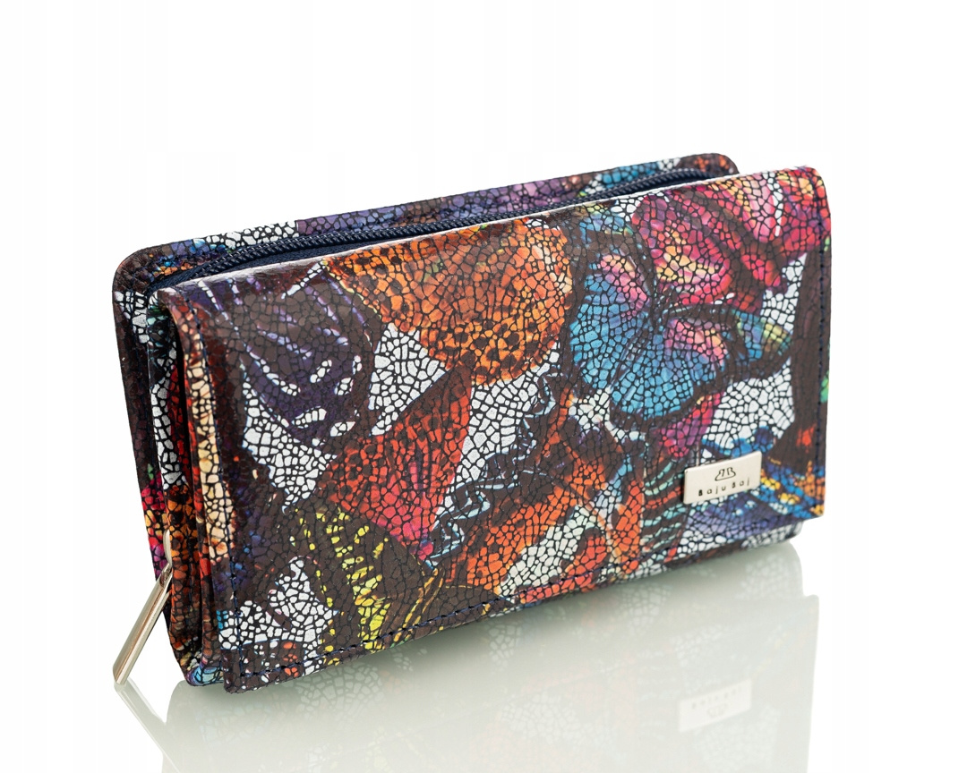 Dámská Kožená Peněženka Barevné Motýli Zip