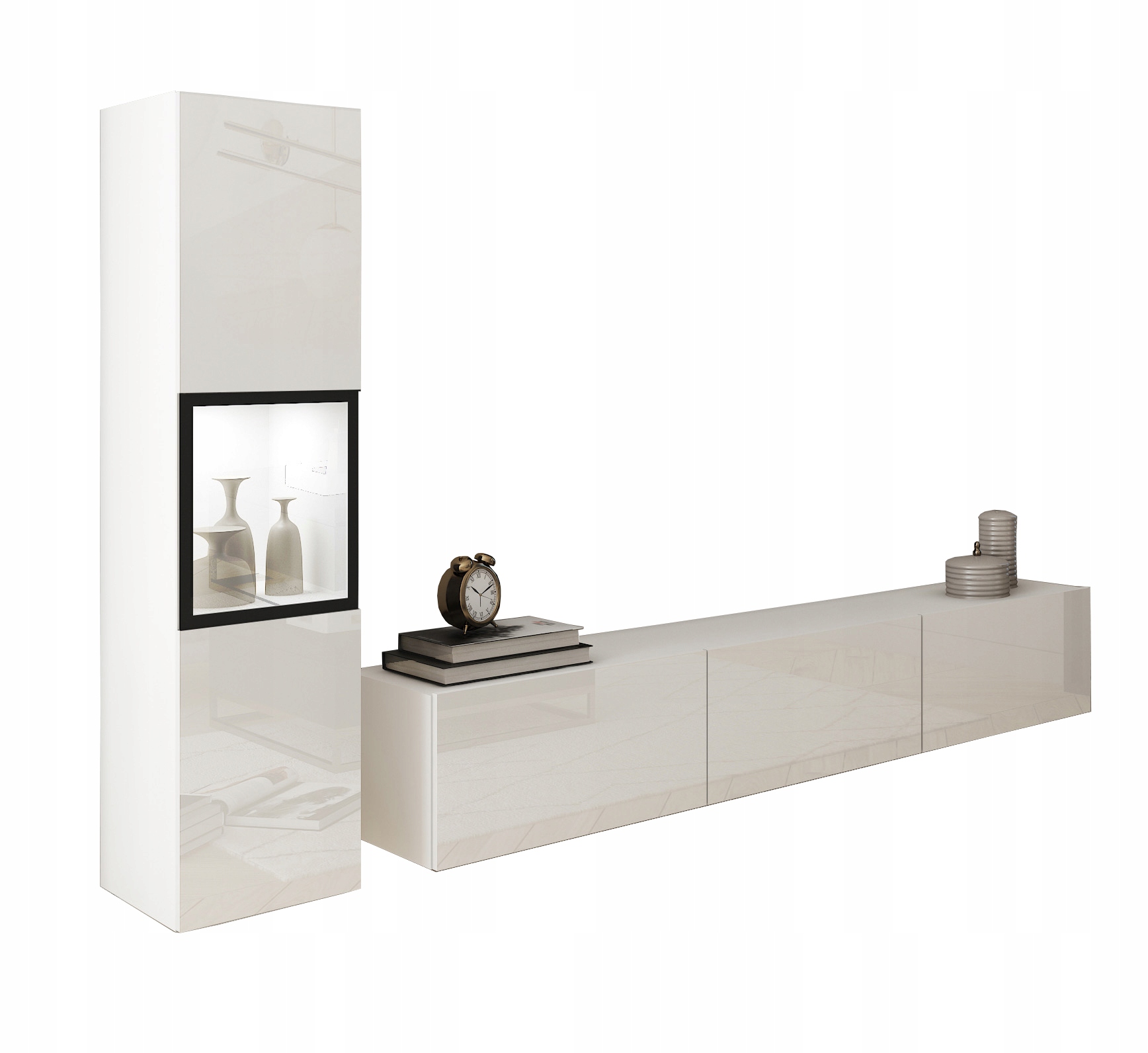 Nábytková Stěna moderní Rtv set 180 vitrína nábytek do obývacího pokoje bílý s Led