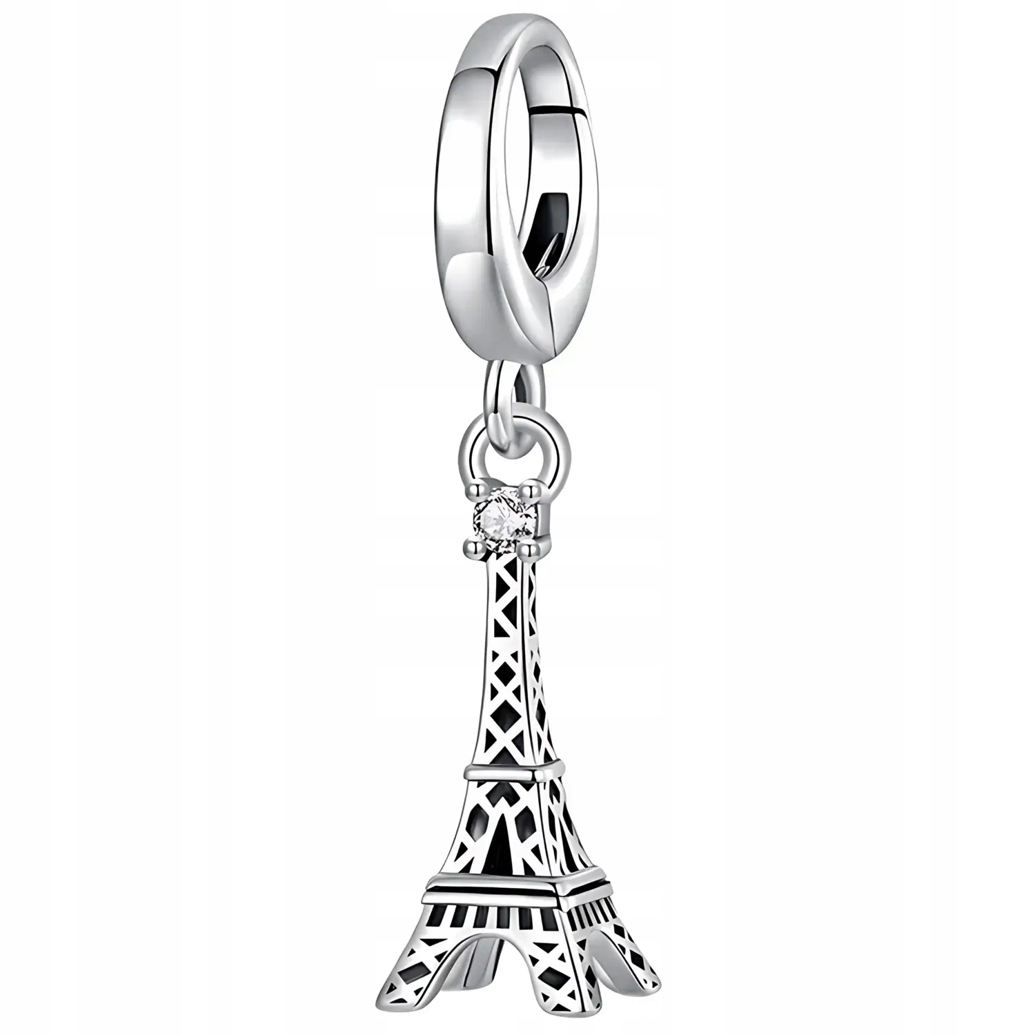 Zawieszka Charms Srebro 925 Wieża Eiffla Paryż Podróże Suwenir Zapięcie