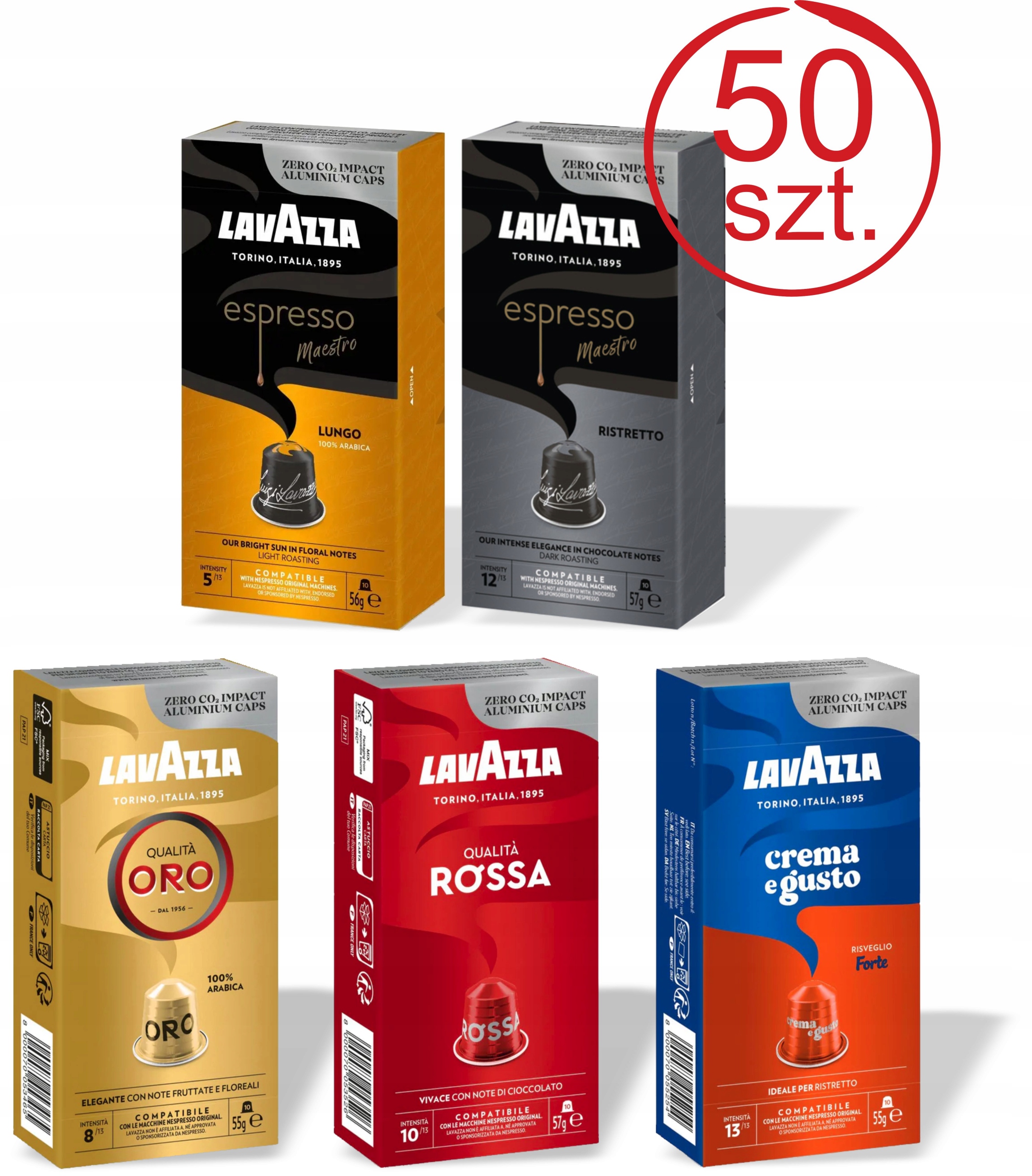 Levně Kapsle pro Nespresso Káva Lavazza Sada Maestro Oro 50 kusů