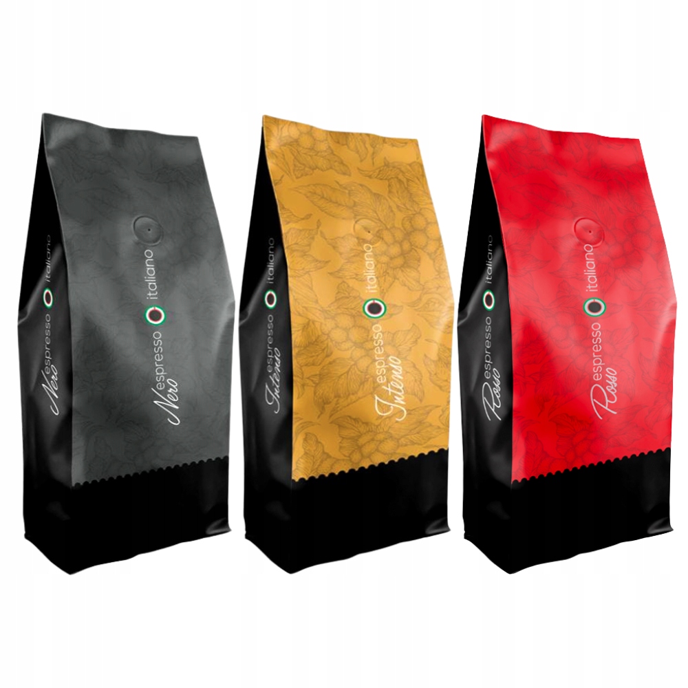 Zestaw kaw ziarnistych Espresso Italiano 3kg Nero, Intenso Rosso