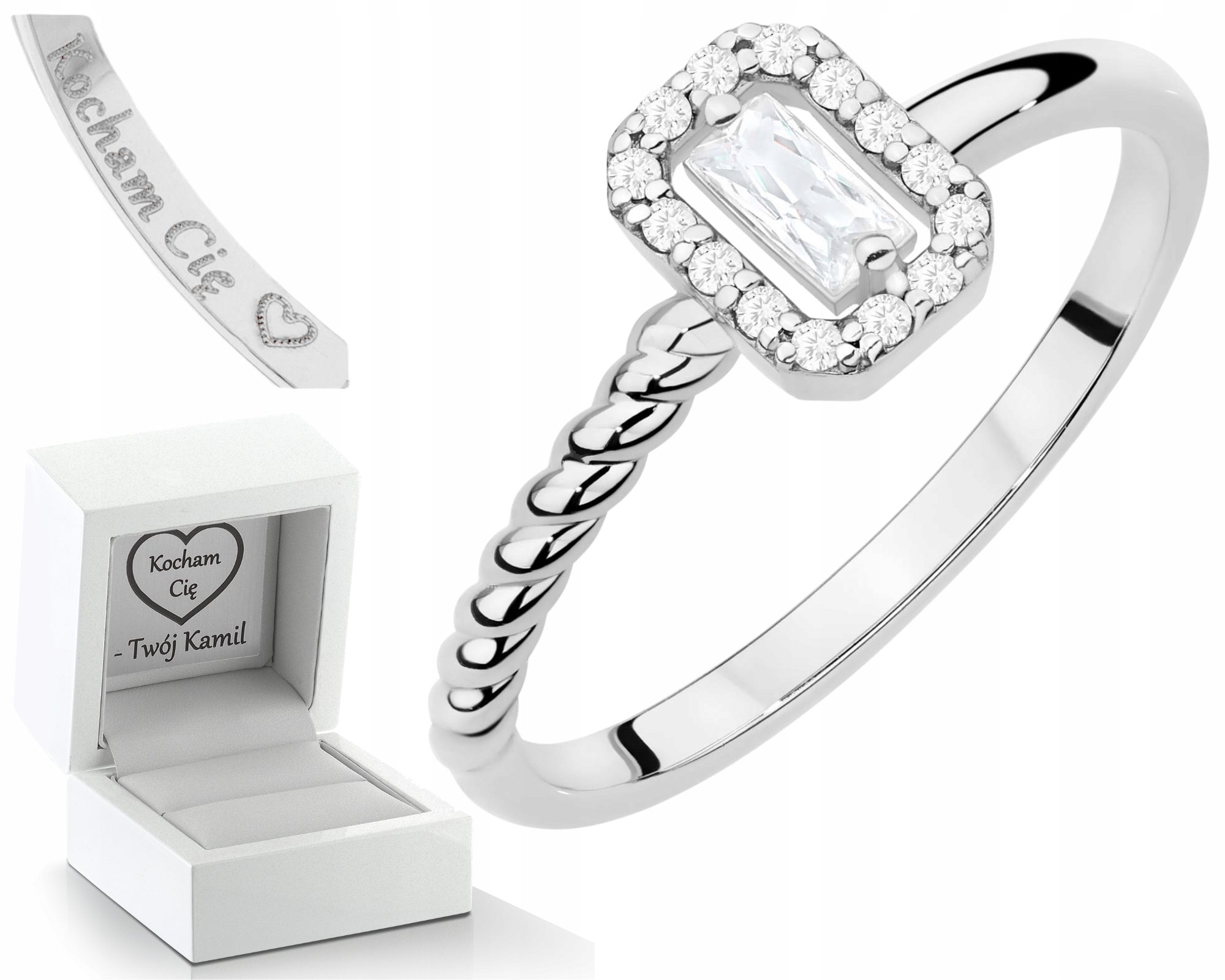 Bílý Zlatý Prstýnek S Diamanty, Bonus Gravírovaná Gravírování Dárek Zdarma 585