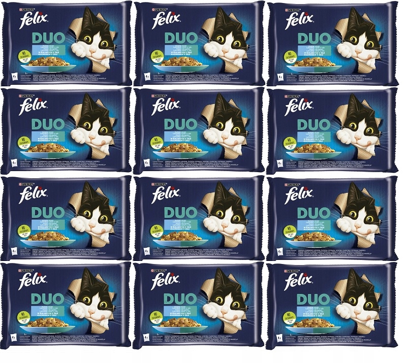Levně Felix Duo mokré krmivo pro kočky s dvojitou příchutí ryba v želé 48x85g