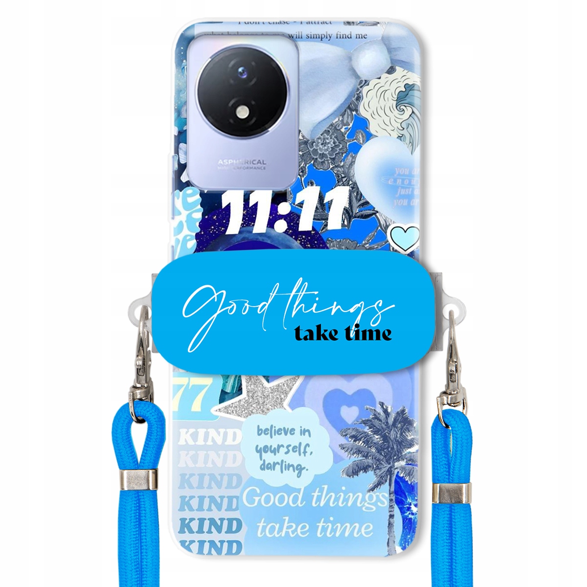Puzdro pre Vivo Y11 2023 Držiak na vodítko Crossbody Good Things Take Time Lata